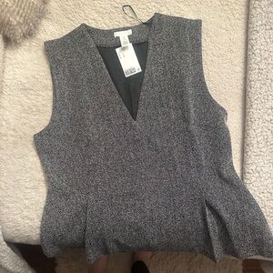 H&M Speckled Gray V-Neck Peplum Tank